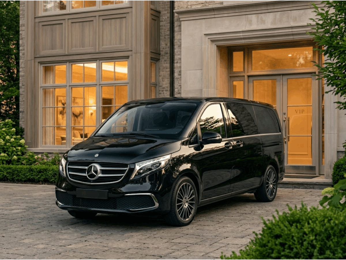 Mercedes Classe V devant manoir Brabant Wallon — événement VIP